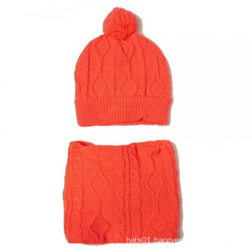 Girl's knitted winter hat and turtle neck sets